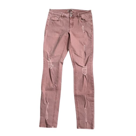 EUC! Refuge Mid-Rise Distressed Skinny Jean in Light Pink Size 6 - Picture 1 of 3